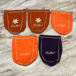 5 Crown Royal Cloth Drawstring Bags